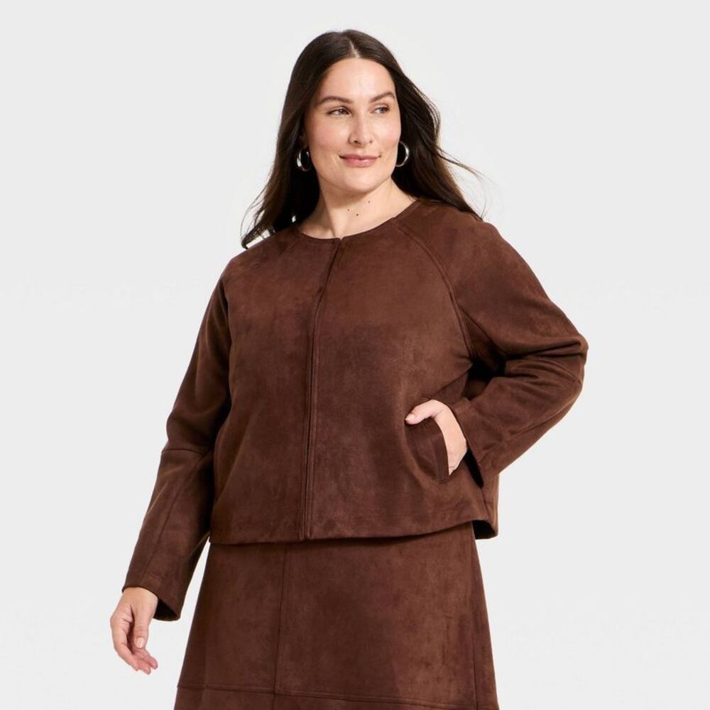 Women's Suede Jacket - A New Day Brown XXL